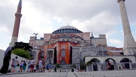 exterior view of hagia sophie museum which locates in istanbul,turkey.19 june 2019