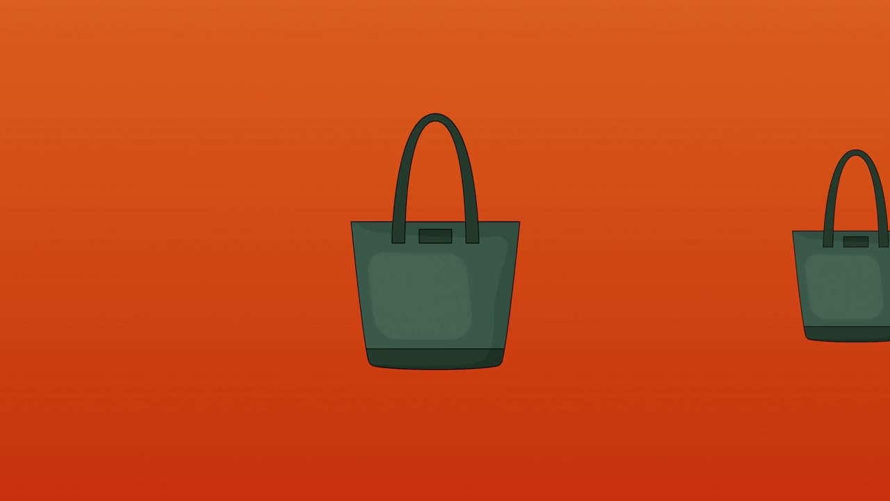 오렌지색 배경에 파란색 토트  ⁇ 드백의 애니메이션