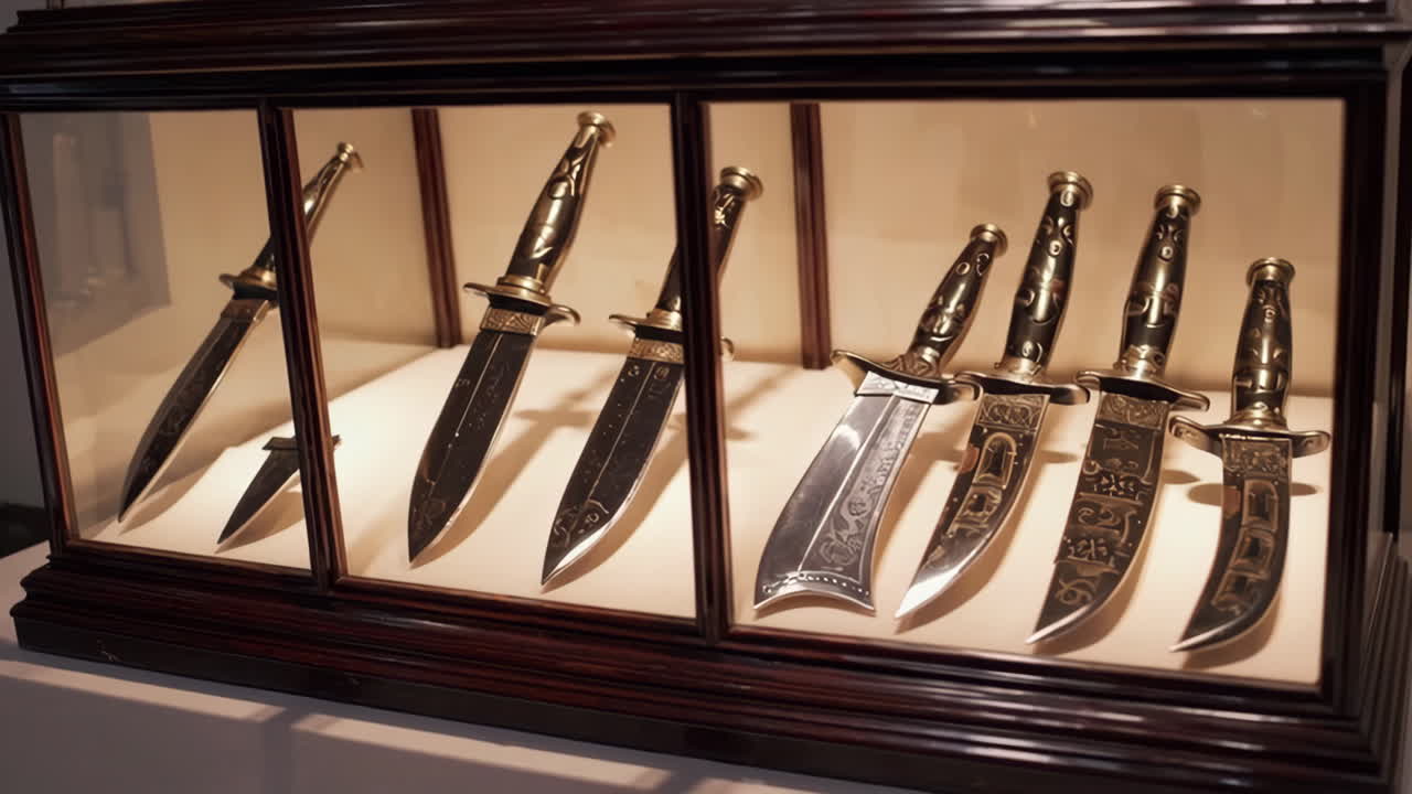 Antique Knives in Display Case