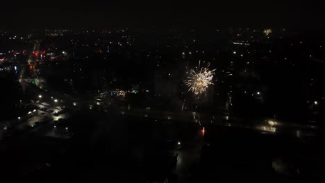 spectacular fireworks glowing in the sky in kaunas, lithuania