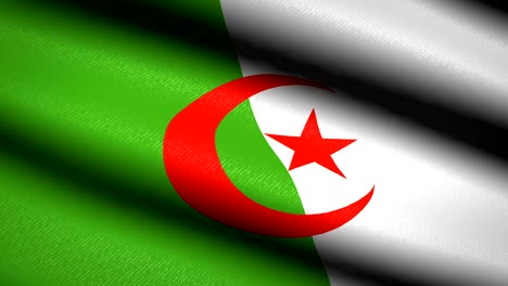 algeria flag waving textile textured background. seamless loop animation. full screen. slow motion. 4k video