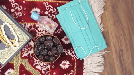 prayer mat with protective measures during religious observance