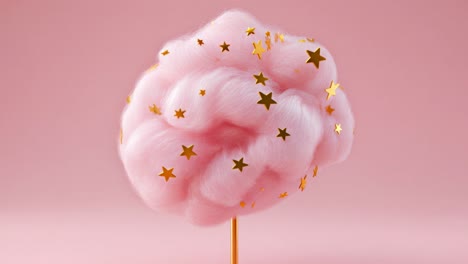 delightfully whimsical pink cotton candy featuring charming stars beautifully placed on a stick