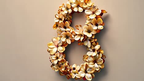 number 8 formed by beige and orange flowers