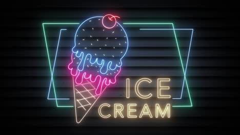 neon sign flickers to life, showcasing ice cream.