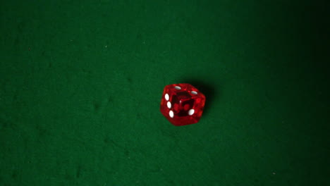 red dice falling on casino table