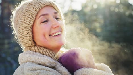 woman enjoying a sunny winter day