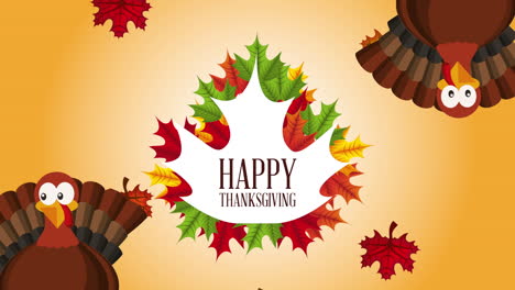 happy thanksgiving celebration with turkeys