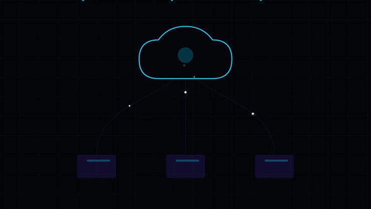 Animated Cloud Computing Network Diagram with Data Flow