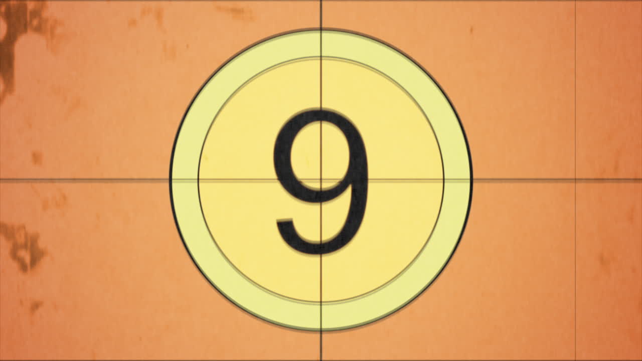 80년대와 90년대 스타일의 모션 복고풍 영화 카운트다운 17