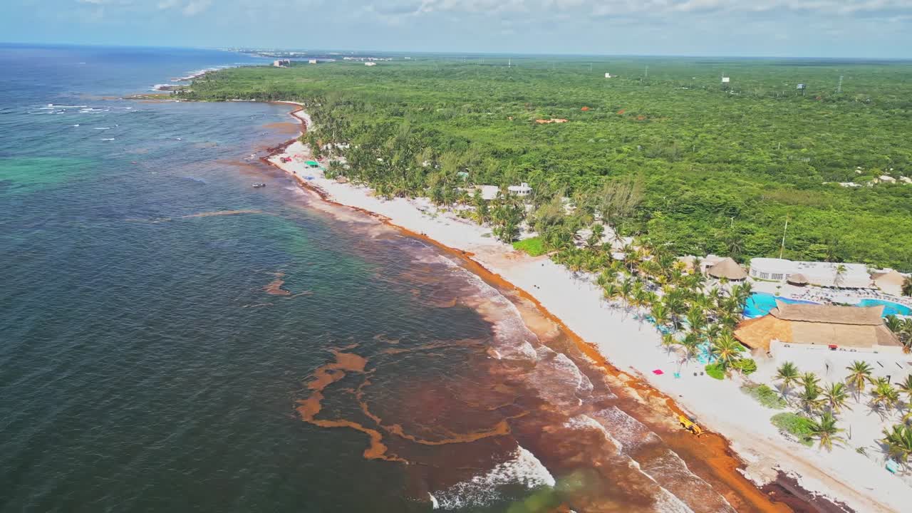 Aerial view, Mexican vacation destinations, tropical white sandy beaches