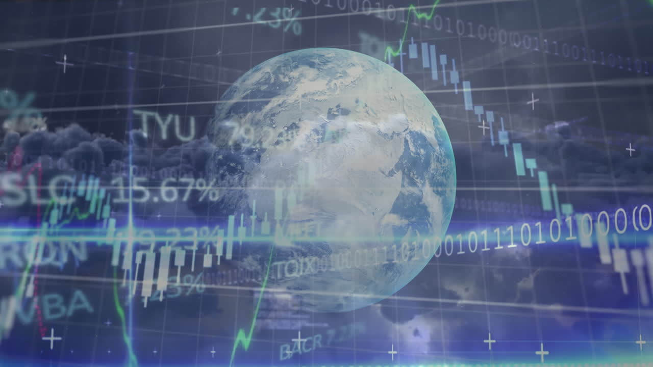 animación de codificación binaria, estadísticas y procesamiento de datos en todo el mundo.