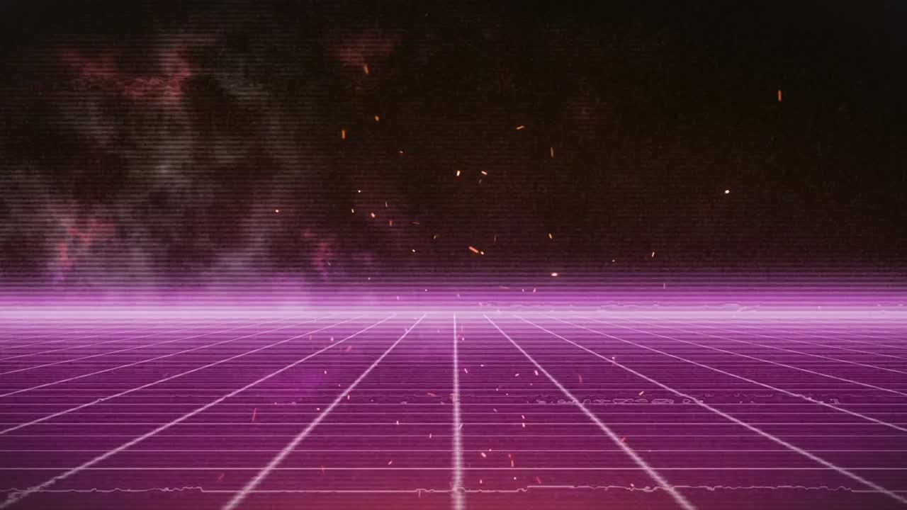 구름 위에 움직이는 불꽃과 사각형의 애니메이션