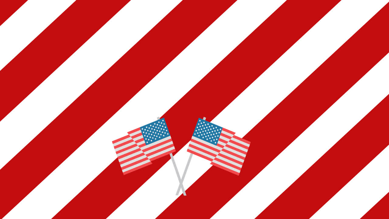 Animation of american flags icons over american flag