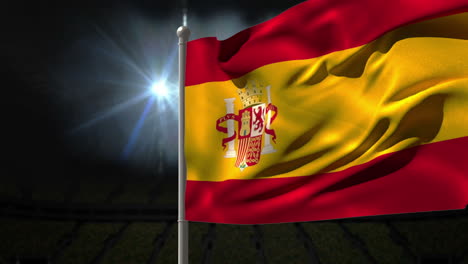 spain national flag waving on flagpole