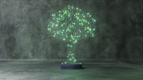 glowing circuit tree design