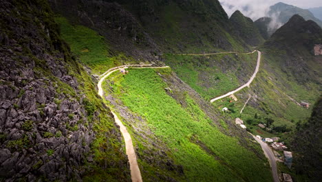 breathtaking views at quan ba heaven gate in quan ba district, ha giang province, vietnam. aerial drone shot