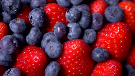 tasty strawberries with blueberries