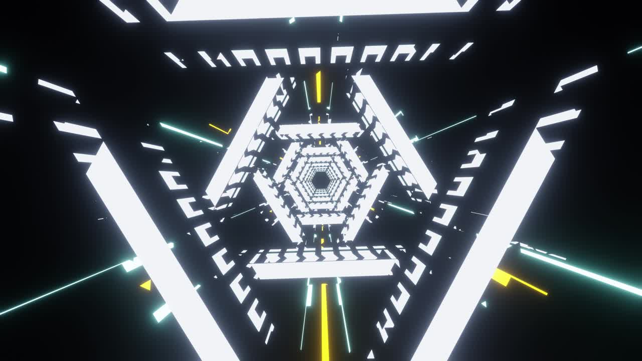 muévete a través del túnel de neón que brilla al ritmo de la música. vj animación de bucle para conciertos y vacaciones, videos musicales y espectáculos.