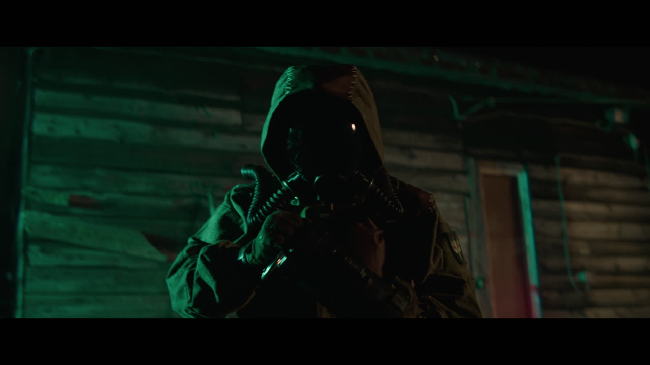 Mysterious Figure in Gas Mask