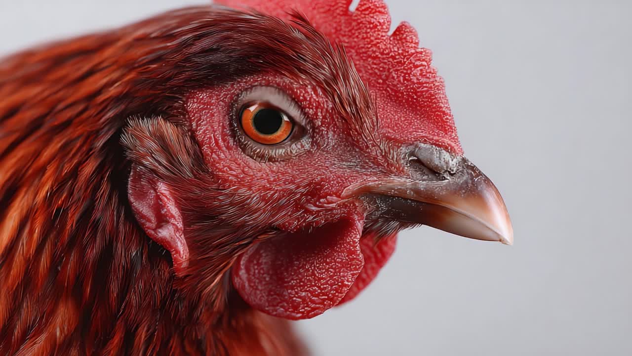 Un Primer Plano de una Gallina Vibrante con Plumas Llamativas y Ojos Intrigantes que Muestra la Belleza de las Aves de Corral con Gran Detalle