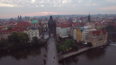 A-high-aerial-over-Prague-Czech-Republic-and-the-Charles-Bridge-1