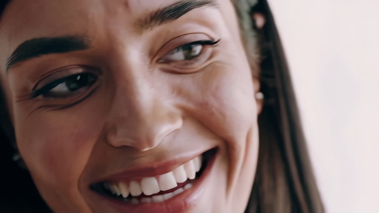 Close-up portrait of a happy woman smiling