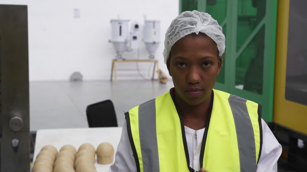 Warehouse female worker working in factory