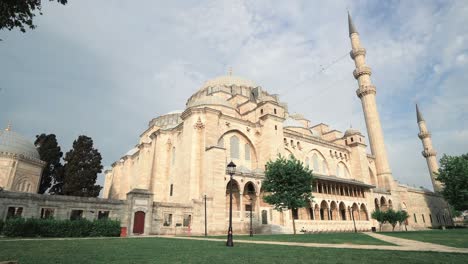 view of the majestic suleiman mosque patio, istanbul, turkey.