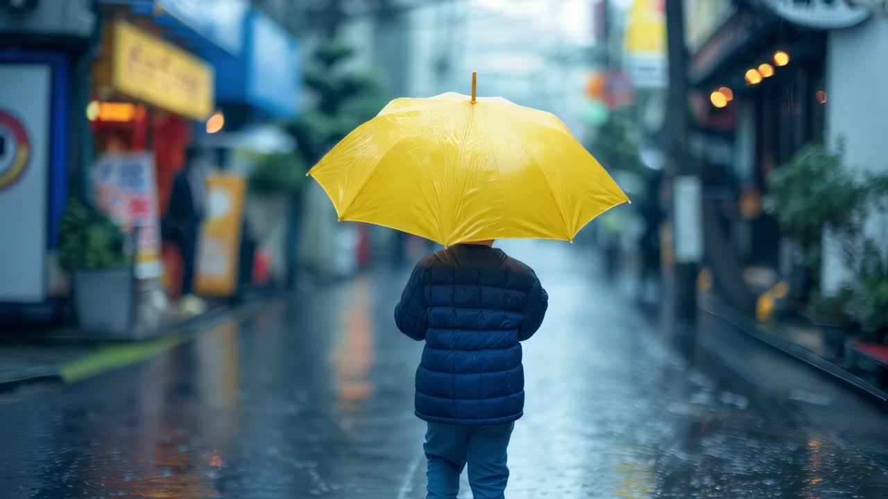 Rainy Day in a Japanese City Street