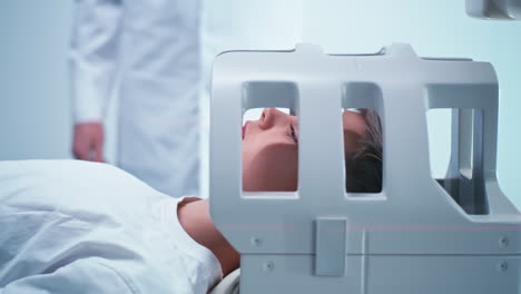 child undergoing head x-ray procedure