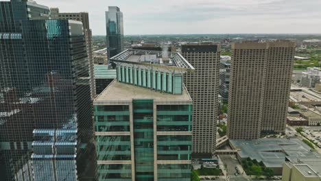 aerial overview of chicago downtown