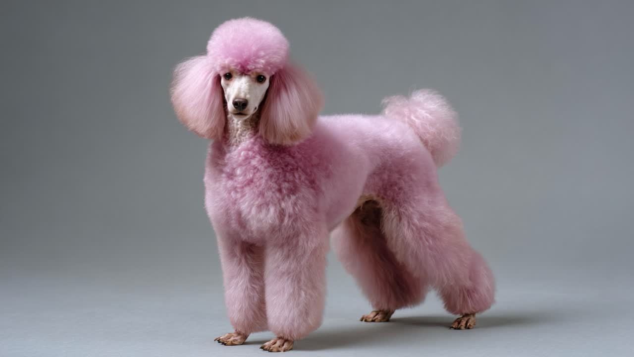 Şık Pembe Kaniş: Fotoğrafta Eşsiz Güzelliği ve Mükemmel Bakımı Sergileyen, Tarz Sahibi Bir Sunum İçinde Zarifçe Poz Veren, Kabarık Tüylü Tüylere Sahip Büyüleyici Köpek