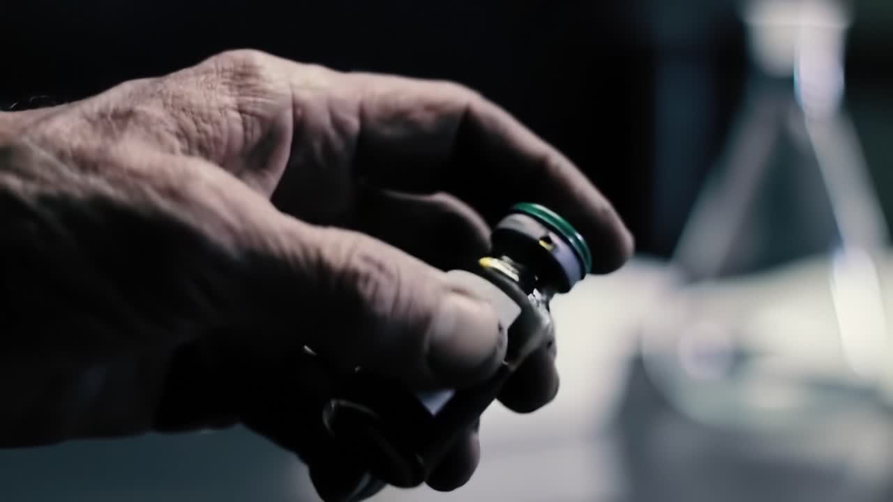 Close-up of a Hand Holding a Small Vial, Illustrating the Intricacies of Pharmaceutical Interactions and Laboratory Environments in a Scientific Setting