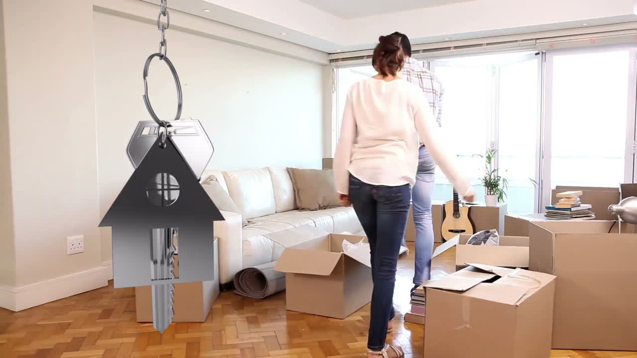 주택 키와 키 이 과 함께 배경에 움직이고 있습니다.