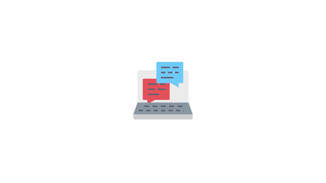 Animated Laptop Icon with Chat Bubbles for Online Messaging