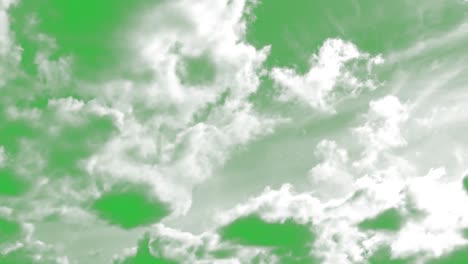 green screen of moving white clouds.