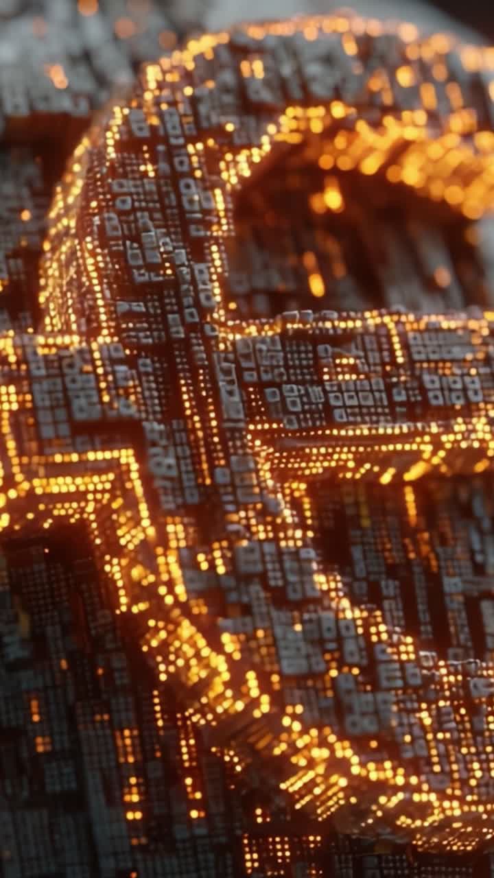 Illuminated Digital Currency Symbol with Intricate Pixels and Radiant Glow in a 3D Perspective Showcasing Advanced Technology and Finance Concepts