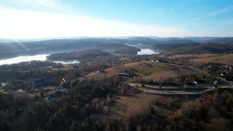 Aerial-forward-view-with-orbit-descending-of-Polanczyk-area