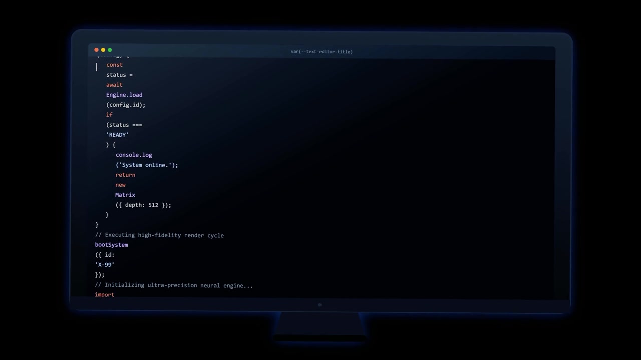 Computer Monitor Displaying JavaScript Code in Dark Mode