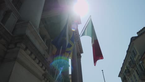 turino, italian. europe uniion flags