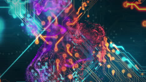 Digital human head and circuit board, artificial intelligence animation