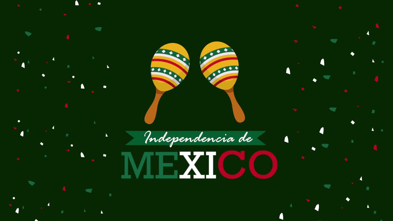 independencia de mexico lettering with maracas