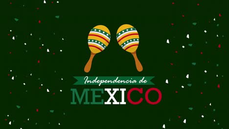 independencia de mexico lettering with maracas