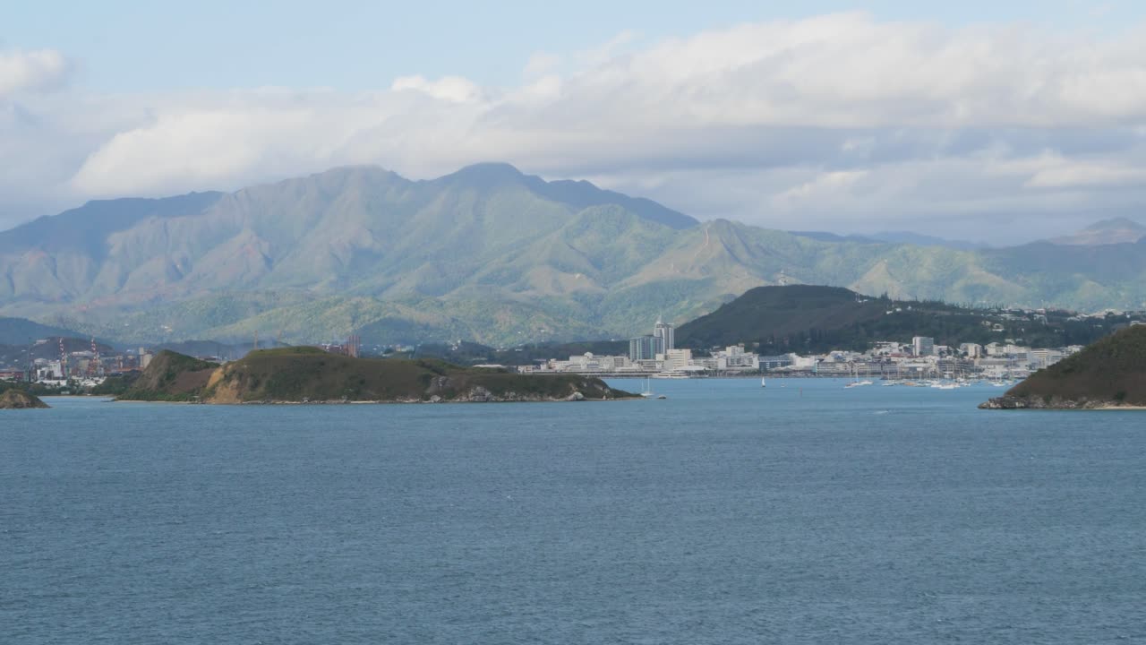 Mountain range surrounding Noumea, New Caledonia. Panoramic view.