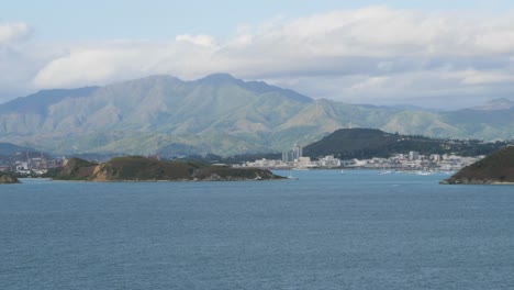 mountain range surrounding noumea, new caledonia. panoramic view.