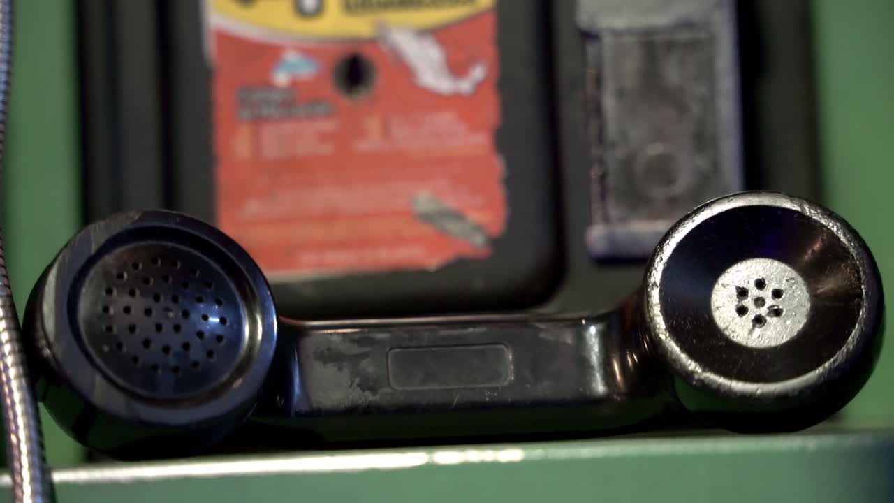 빈티지 전화 부스의 클로즈업