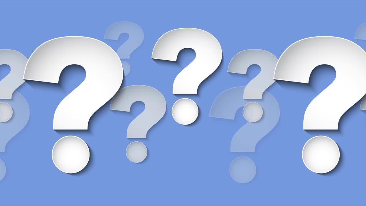 질문표: 파란색 배경 애니메이션