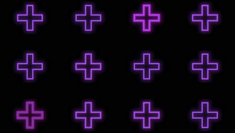 pulsing neon purple crosses pattern in rows 12