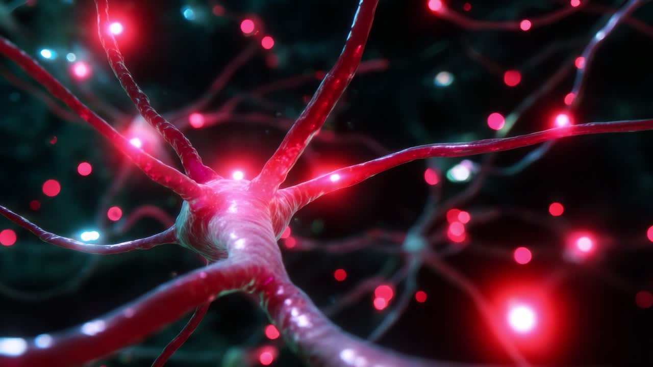 Exploring the Intricate World of Neurons: A Close-Up View of the Complex Neural Networks with Glowing Synapses and Dynamic Connections, Showcasing the Beauty of Brain Cells in a Futuristic Visual Langscape